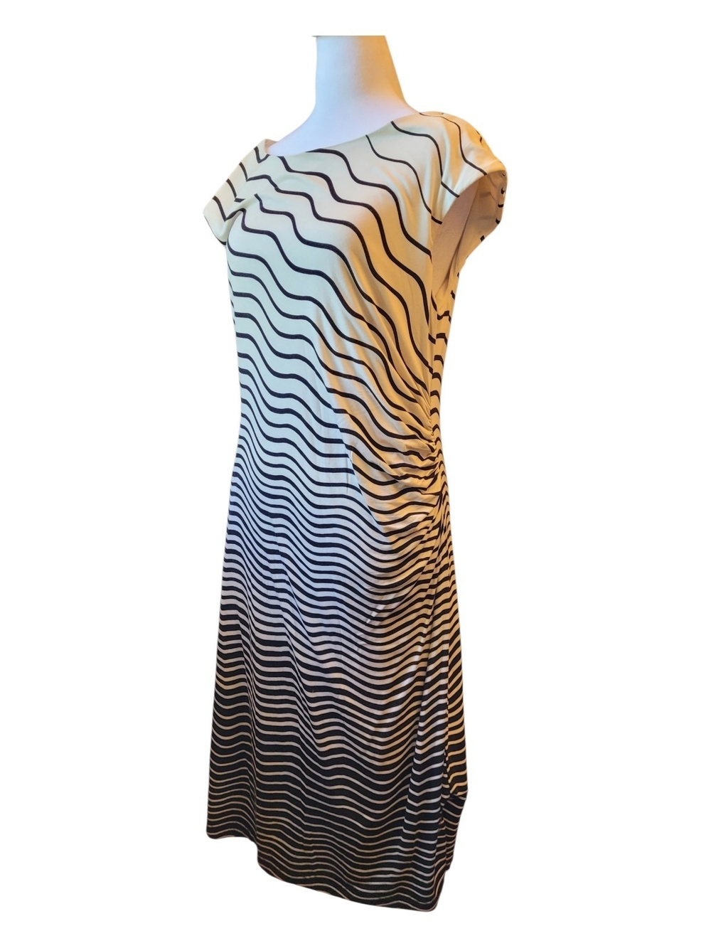 LOFT Ivory Dress with Black Stripes